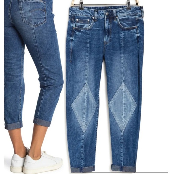 G-STAR RAW | Geometric Knee Patch Boyfriend Jeans New With Tags NWT Size 24 - Picture 3 of 6